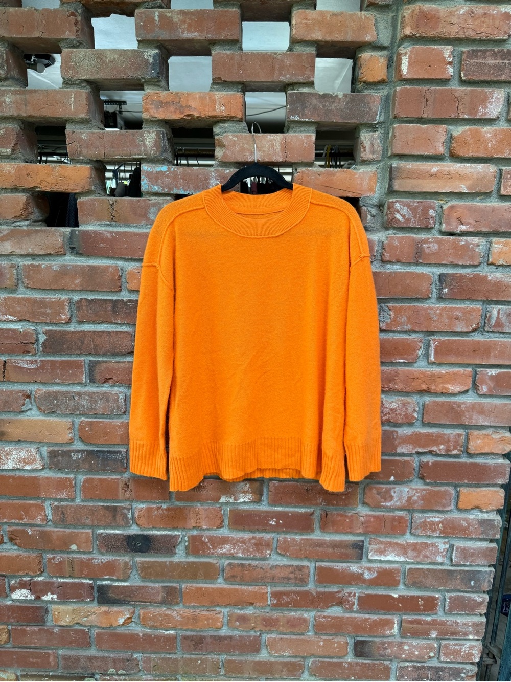 Anthropologie Bright Orange Cashmere Crewneck Sweater